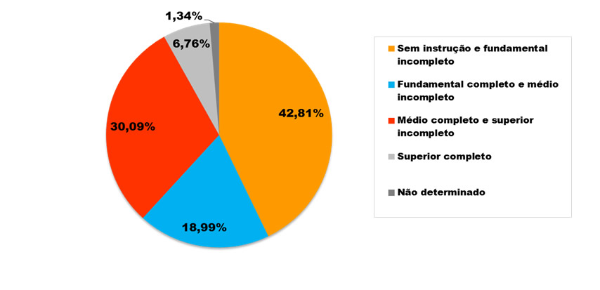 Pessoas de 10 anos ou mais de idade, segundo nível de instrução (%) – Contagem - 2010